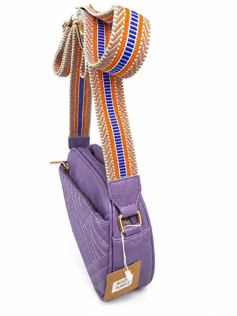 Purple Quilted Crossbody Bag Colorful Adjustable Guitar Strap New Boutique Purse